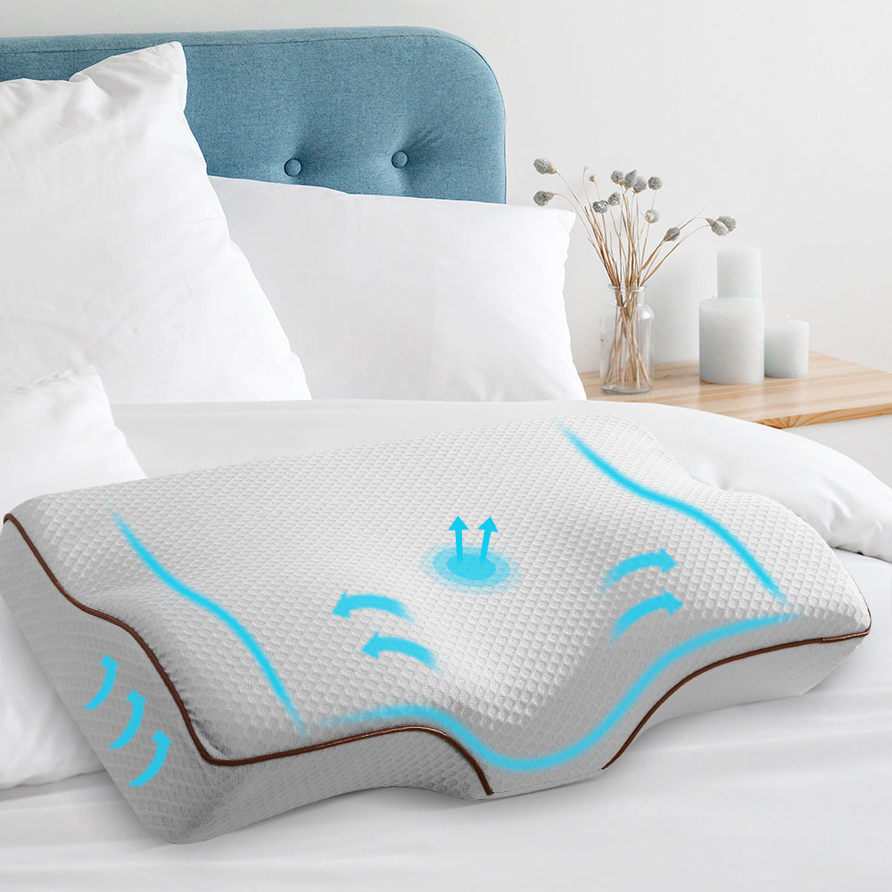 Nuvola Luxury Multi Position Neck Support Pillow | Memory Foam Butterfly Shape Pillow in Grey