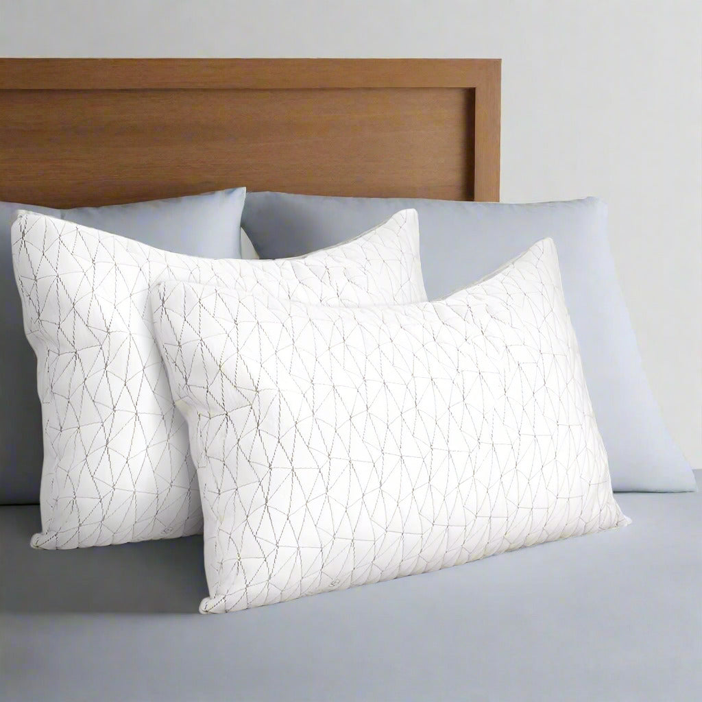Two Essenza King Size Gel Infused Memory Foam Pillows | Hypo Allergenic Extra Large Support Pillows