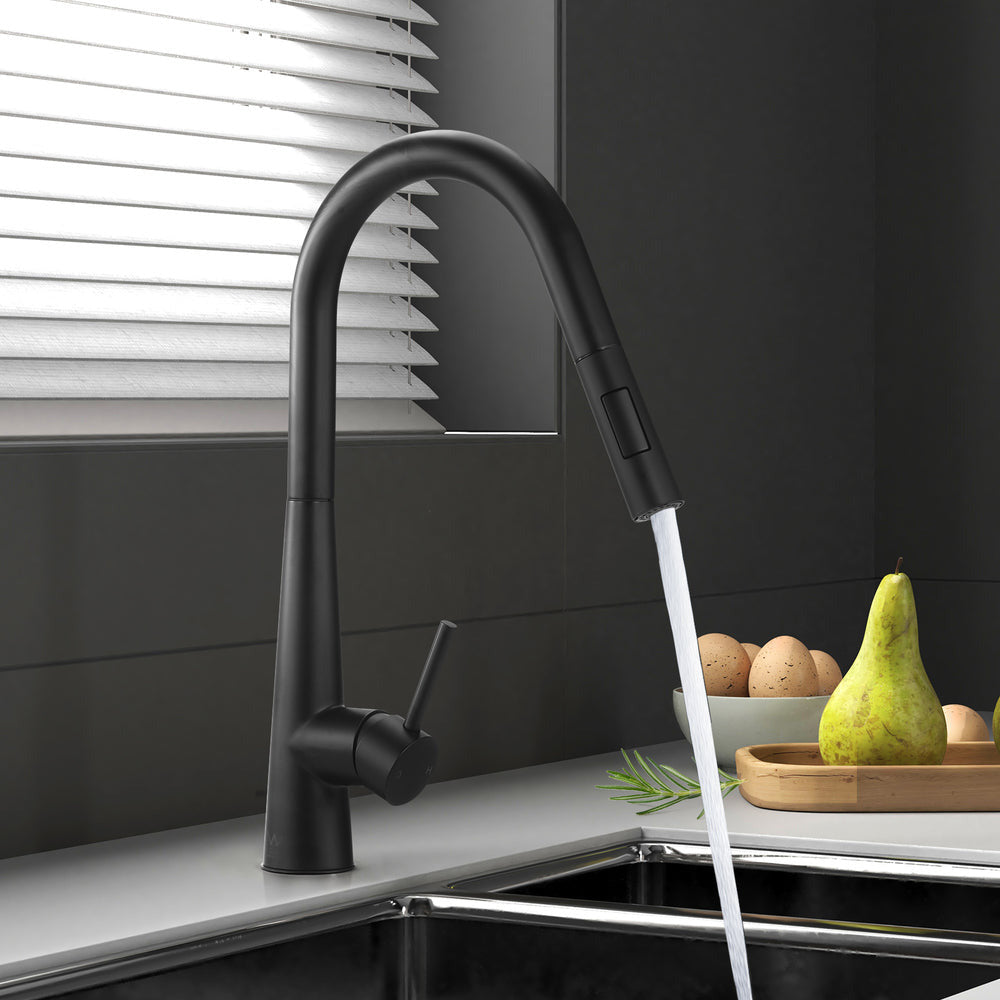 Miazzi Quality Pull Out Kitchen Mixer Tap in Black or Gun Metal | WELS 6 Kitchen Mixer Spray Faucet