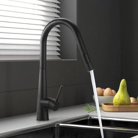 Miazzi Quality Pull Out Kitchen Mixer Tap in Black or Gun Metal | WELS 6 Kitchen Mixer Spray Faucet