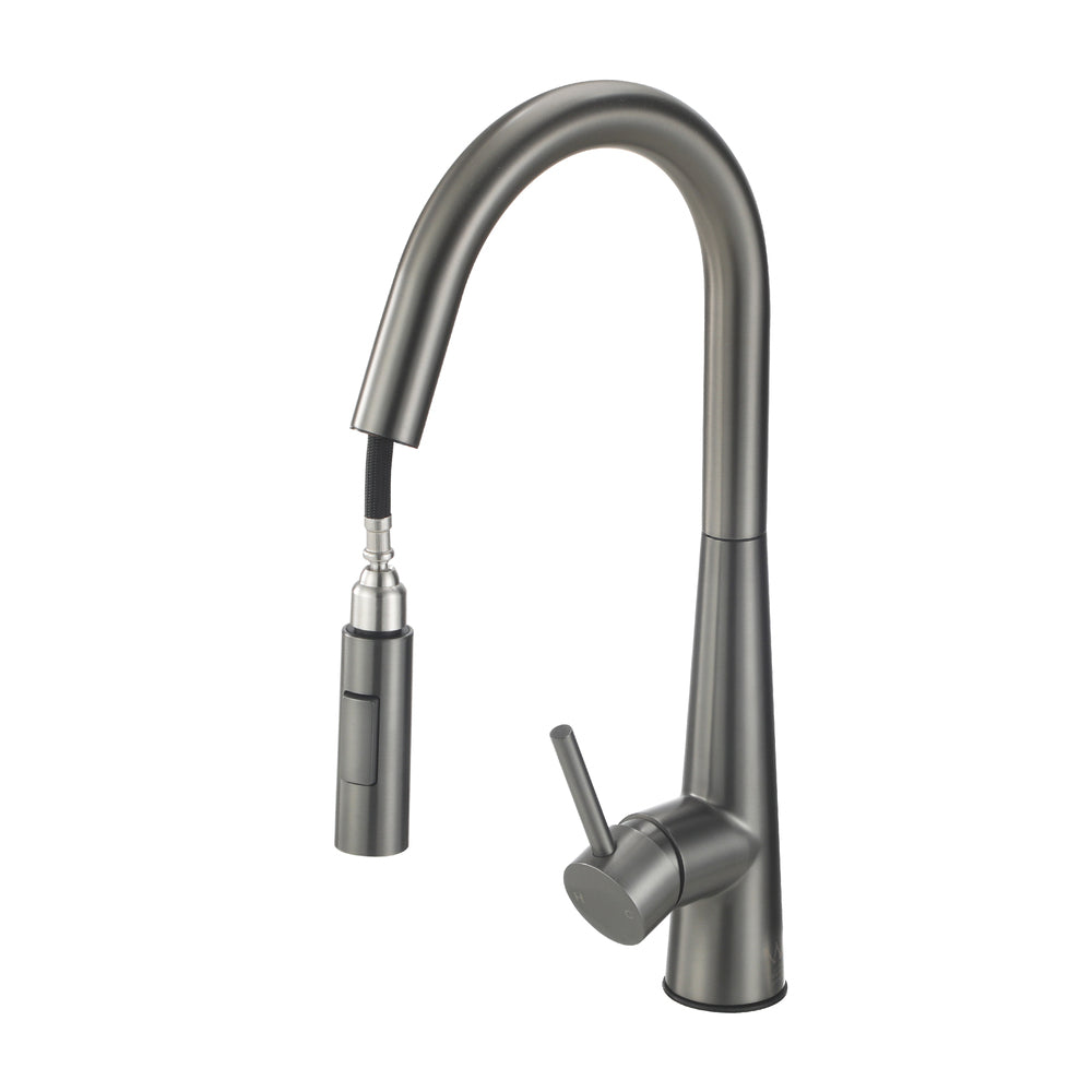 Miazzi Quality Pull Out Kitchen Mixer Tap in Black or Gun Metal | WELS 6 Kitchen Mixer Spray Faucet