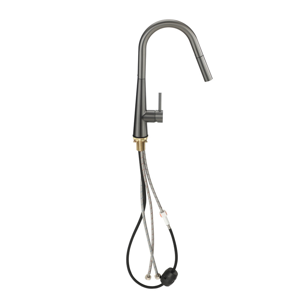 Miazzi Quality Pull Out Kitchen Mixer Tap in Black or Gun Metal | WELS 6 Kitchen Mixer Spray Faucet