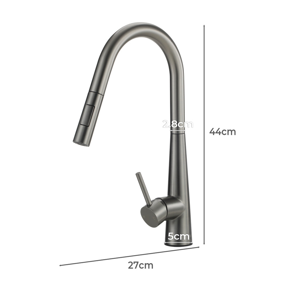 Miazzi Quality Pull Out Kitchen Mixer Tap in Black or Gun Metal | WELS 6 Kitchen Mixer Spray Faucet