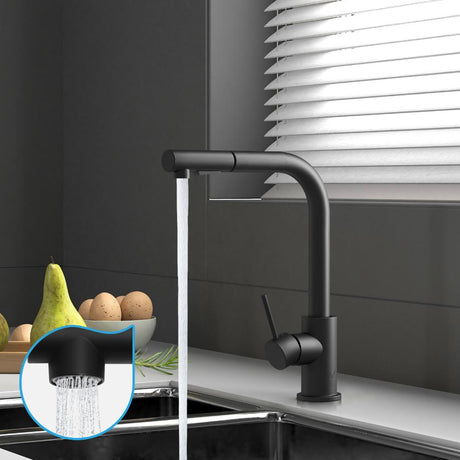 Super High Quality Pull Out Kitchen Mixer Tap in Black or Chrome | WELS 6 Kitchen Mixer Spray Faucet