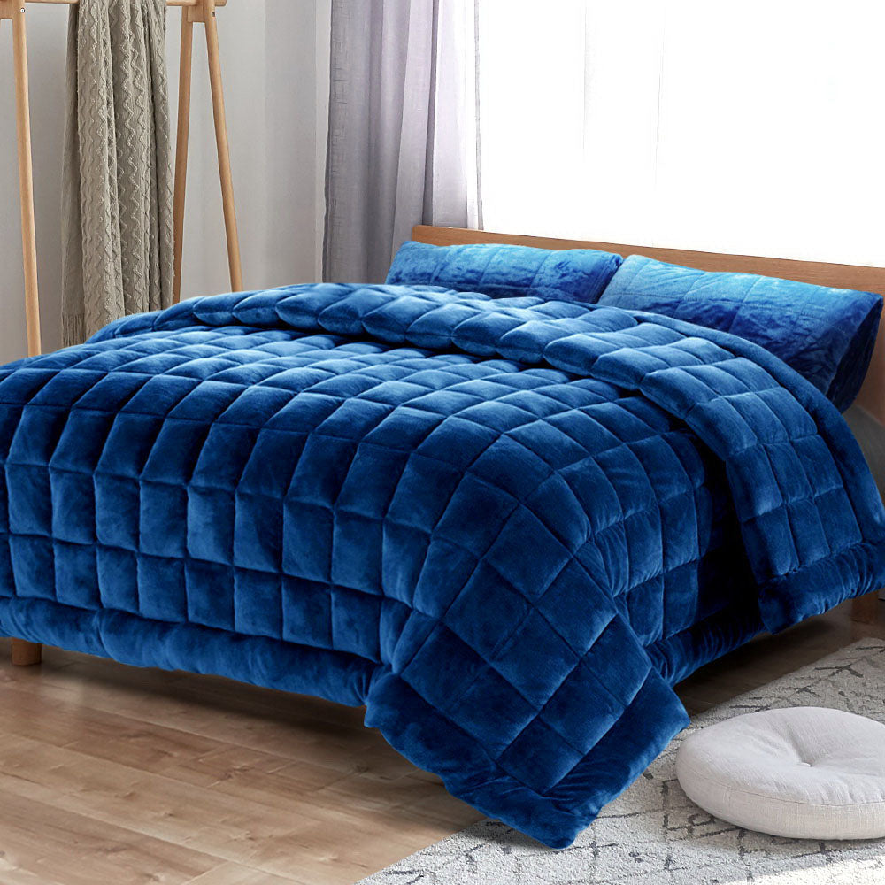 Nuvola Soft Touch Faux Mink Thermal 500GSM Comforter Set | 3pc Ultra Warm Bedding Quilt Set