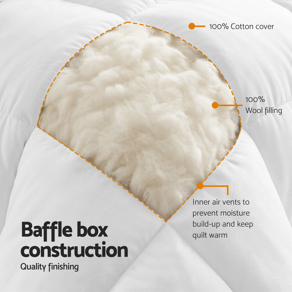 Super Luxury Extra Warm 800GSM 100% Wool Quilt | Cotton Cover Thick Cosy Ultra Warm Wool Doona