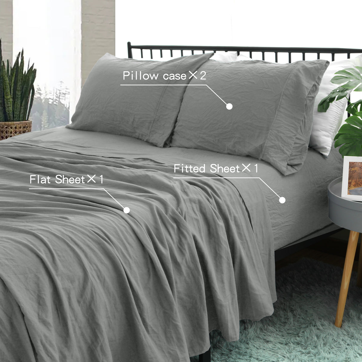 Ramesses 2000TC Soft Pebble Wash Sheet Set | Vintage Wash Breathable Sheets