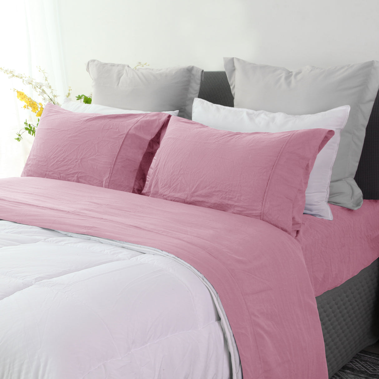 Ramesses 2000TC Soft Pebble Wash Sheet Set | Vintage Wash Breathable Sheets