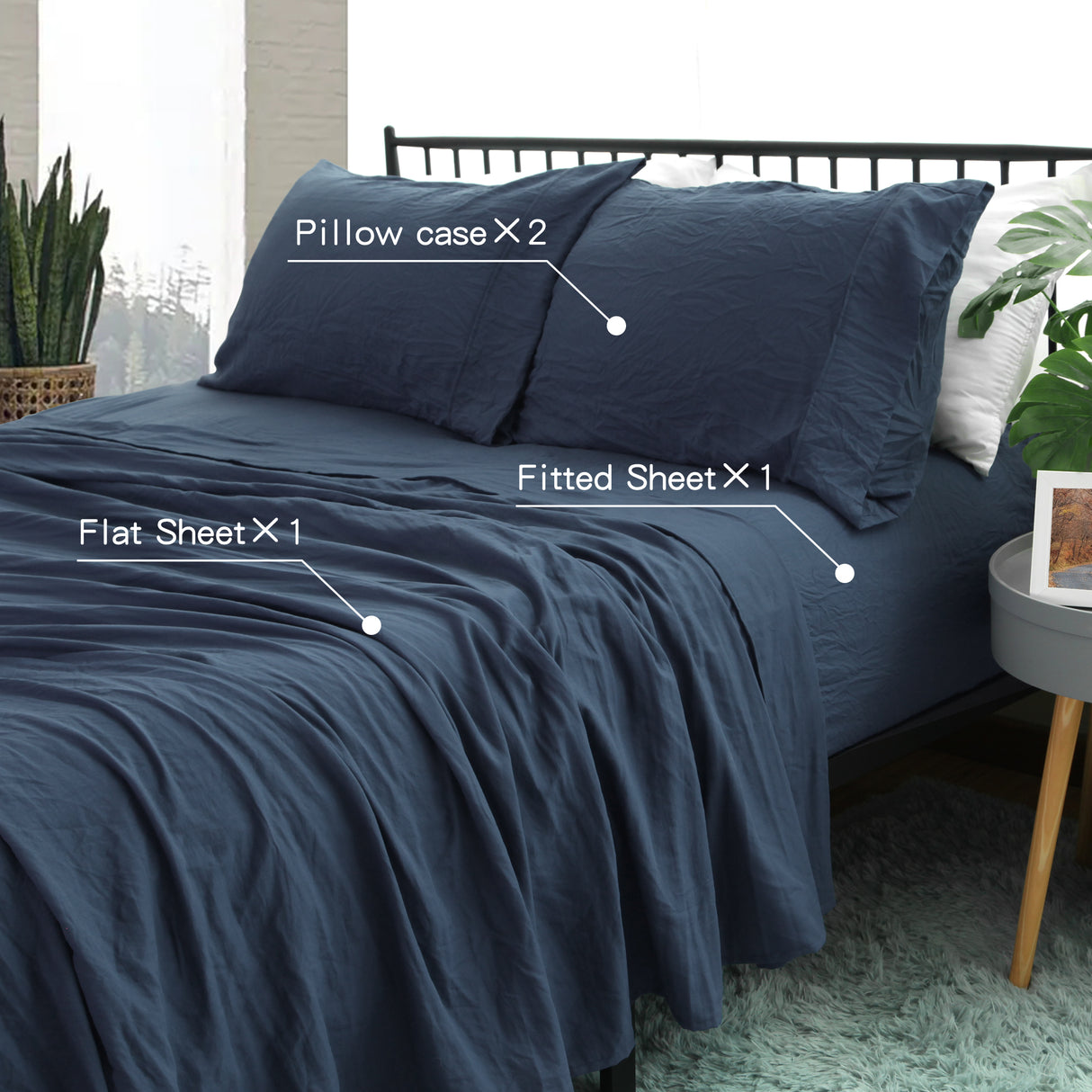 Ramesses 2000TC Soft Pebble Wash Sheet Set | Vintage Wash Breathable Sheets