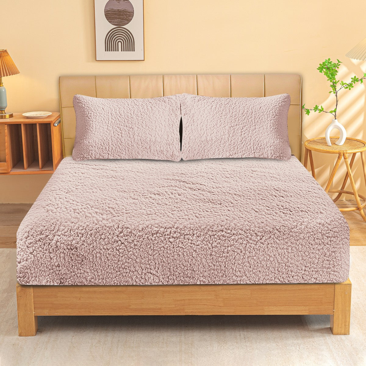 Ultra Soft Sherpa Fleece Fitted Sheet Combo Set by Ramesses | Fluffy Warm Winter Bedding Set