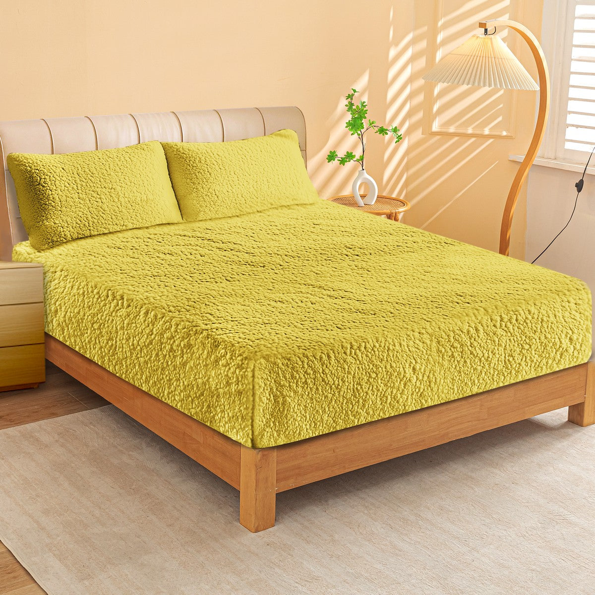 Ultra Soft Sherpa Fleece Fitted Sheet Combo Set by Ramesses | Fluffy Warm Winter Bedding Set