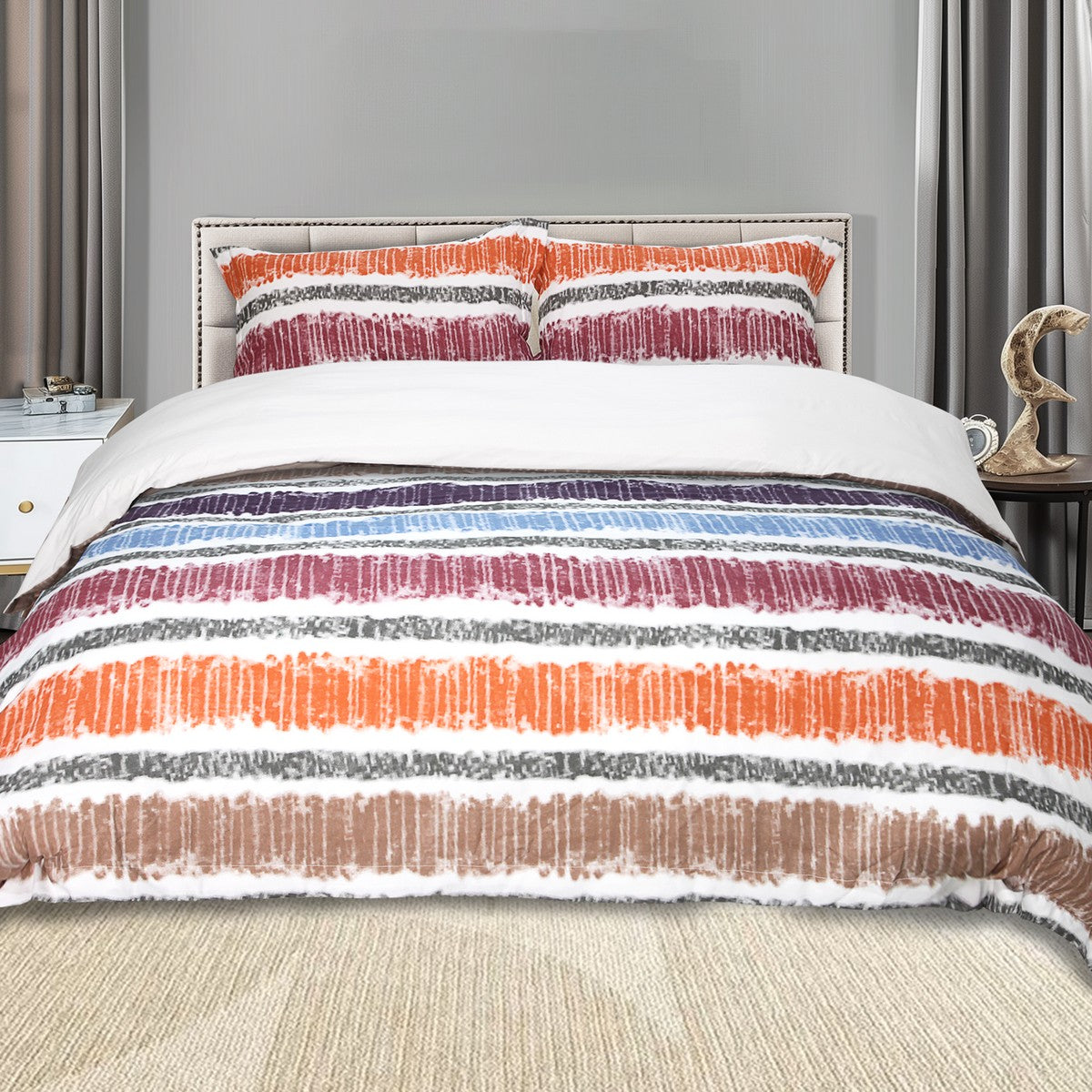 Premium 2000TC Printed Bamboo Quilt Cover Set | Ramesses Bedding Cooling Hypo-Allergenic Duvet Cover