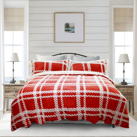 Ramesses 2 in 1 Teddy Fleece Sherpa Blanket Quilt Cover Set | Plush Warm Fleece Comforter Reversible Set