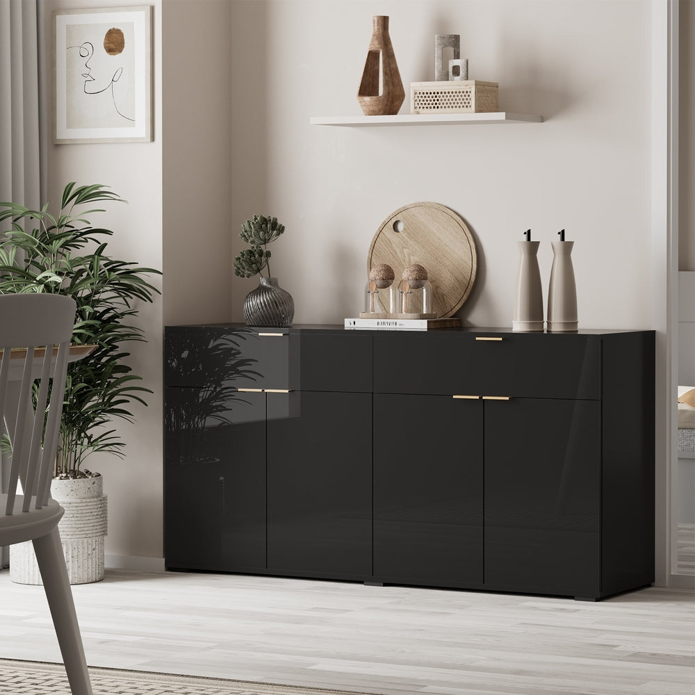Murano High Gloss 4 Drawer Buffet | Modern Sideboard Glossy Storage Unit