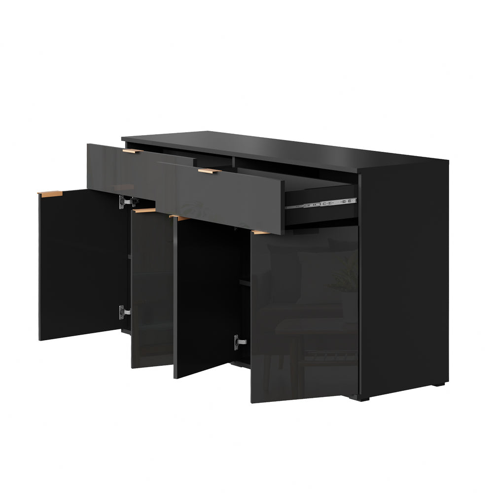 Murano High Gloss 4 Drawer Buffet | Modern Sideboard Glossy Storage Unit