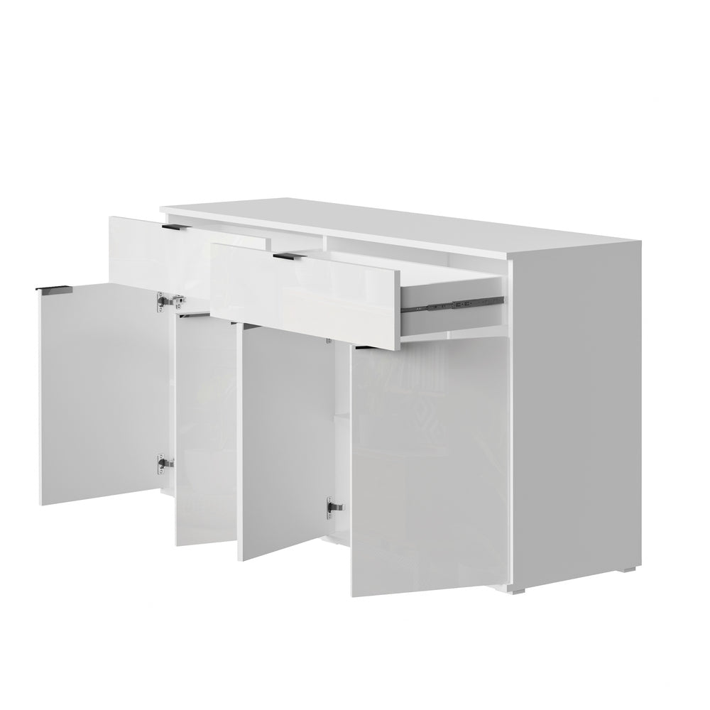 Murano High Gloss 4 Drawer Buffet | Modern Sideboard Glossy Storage Unit