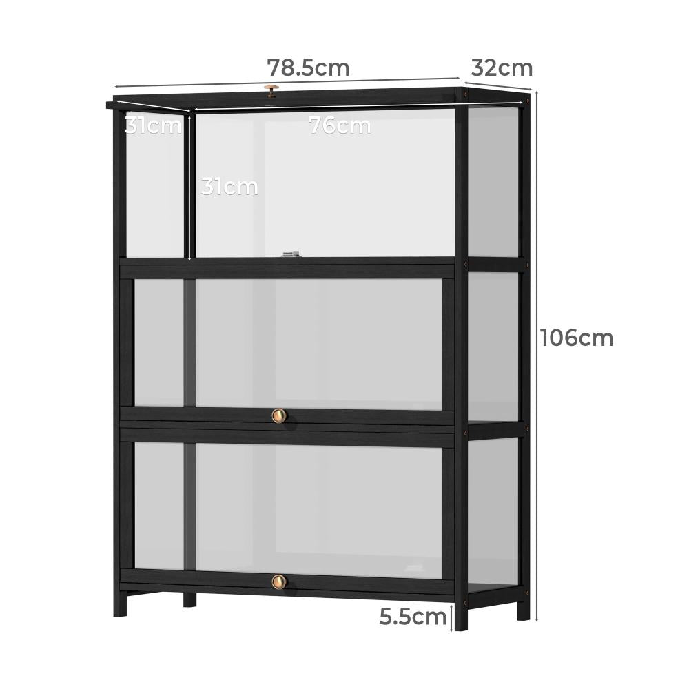 Centrum Bamboo Multi Tier Storage Unit | Versatile Bamboo and Acrylic Display Cabinet