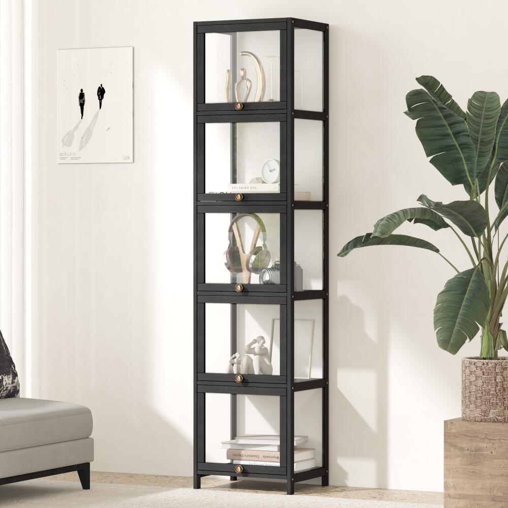 Centrum Bamboo Multi Tier Storage Unit | Versatile Bamboo and Acrylic Display Cabinet