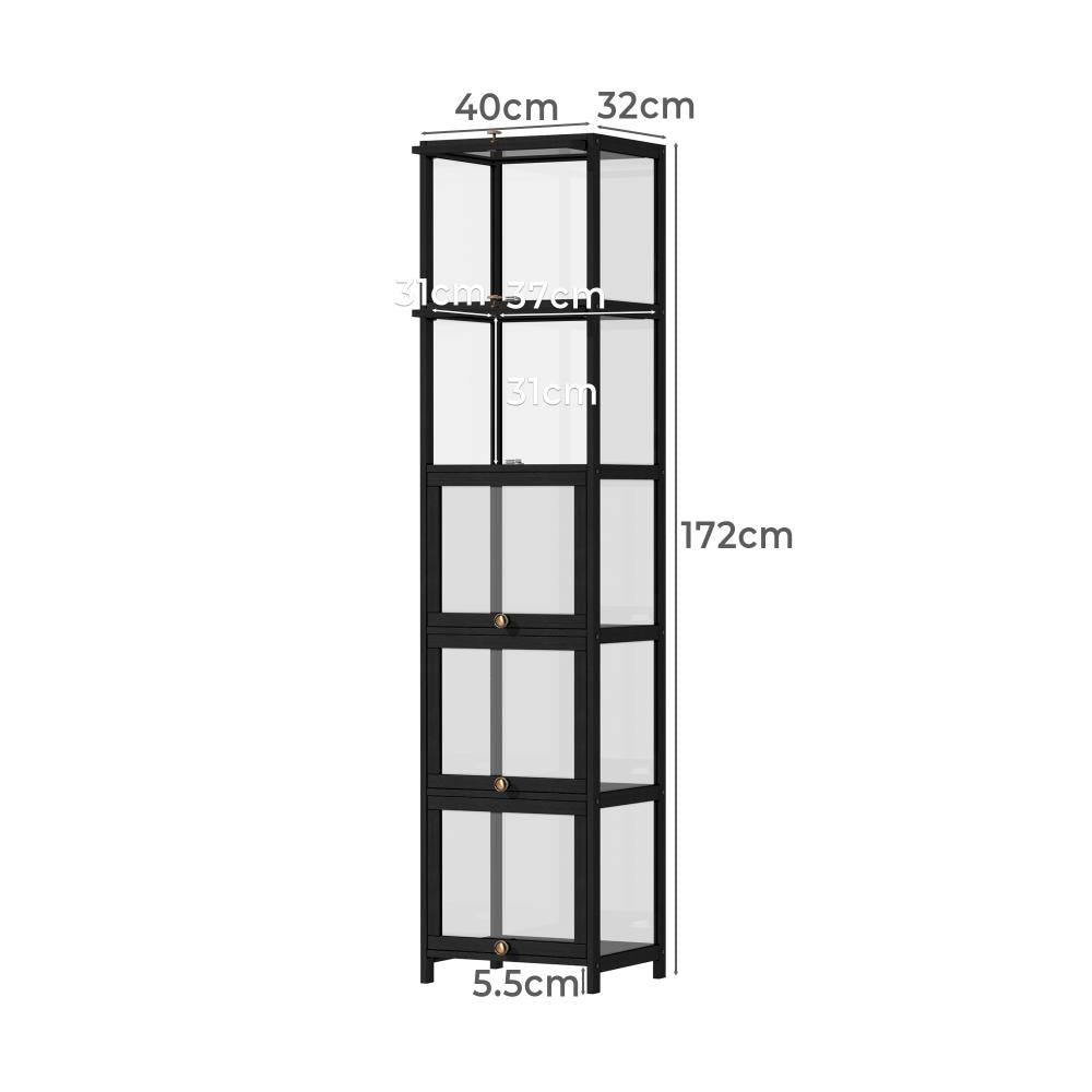 Centrum Bamboo Multi Tier Storage Unit | Versatile Bamboo and Acrylic Display Cabinet