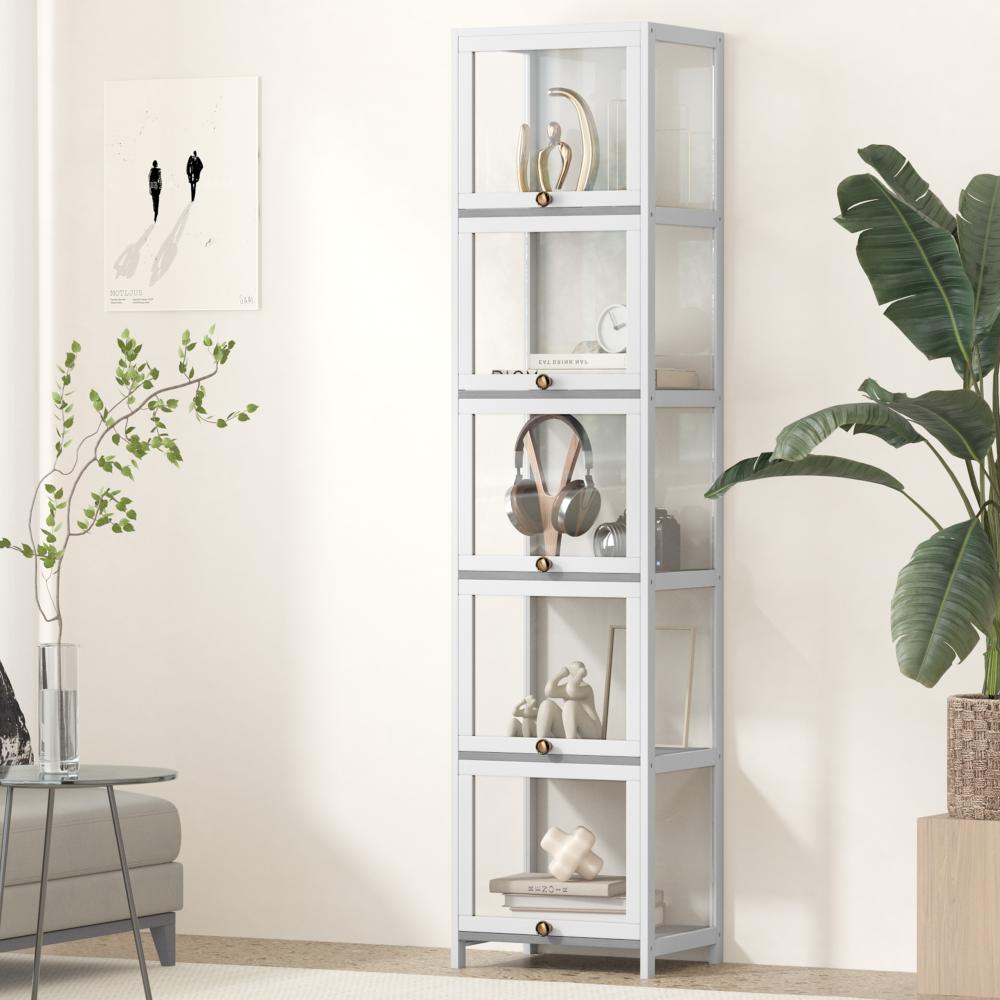 Centrum Bamboo Multi Tier Storage Unit | Versatile Bamboo and Acrylic Display Cabinet