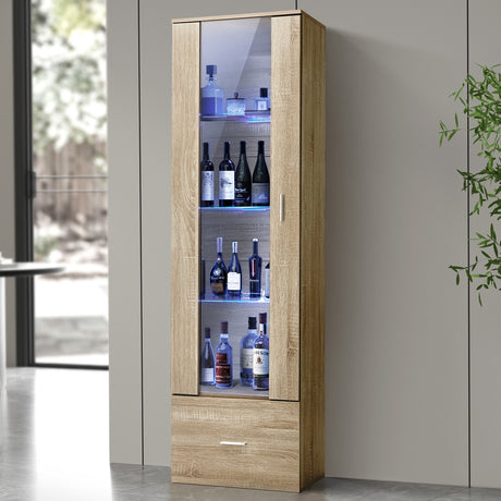 Starque LED Modern High Gloss Display Cabinet | 4 Tier Décor Drinks Storage Unit