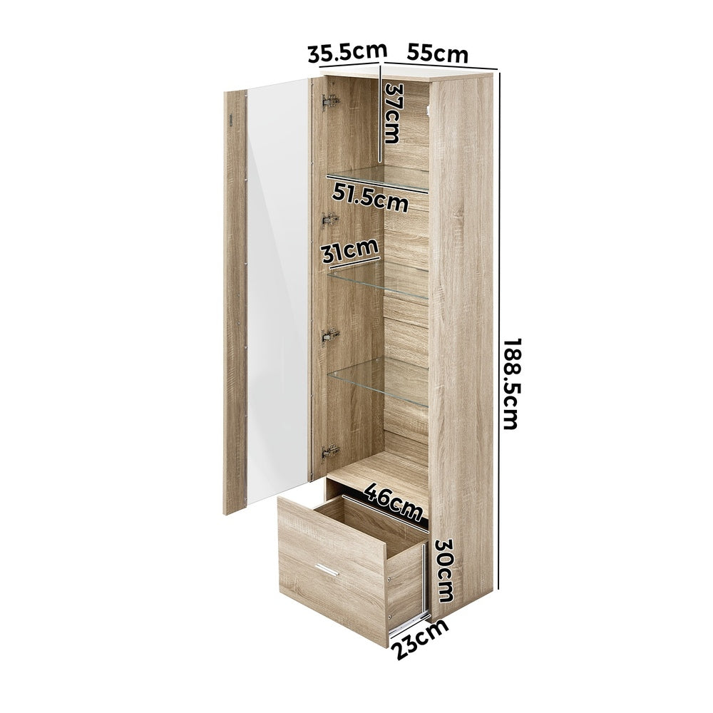 Starque LED Modern High Gloss Display Cabinet | 4 Tier Décor Drinks Storage Unit