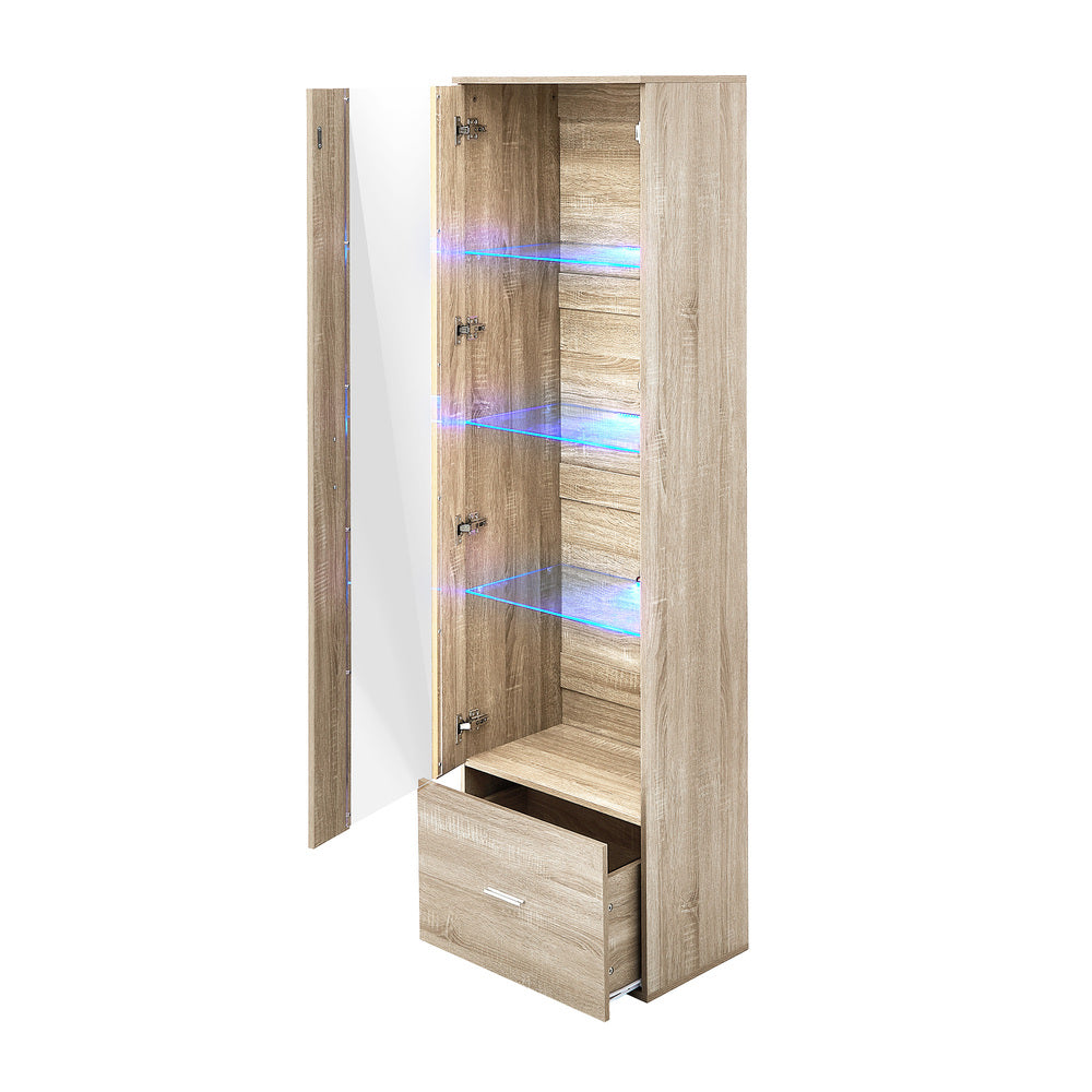 Starque LED Modern High Gloss Display Cabinet | 4 Tier Décor Drinks Storage Unit