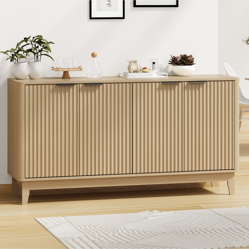 Alina Ripple Effect Modern 4 Drawer Buffet | Scandi Sideboard Storage Unit