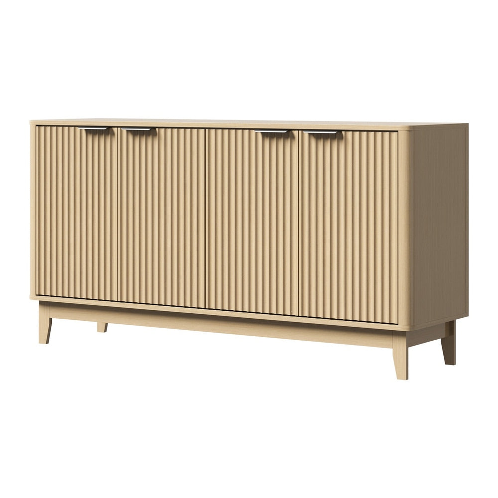Alina Ripple Effect Modern 4 Drawer Buffet | Scandi Sideboard Storage Unit