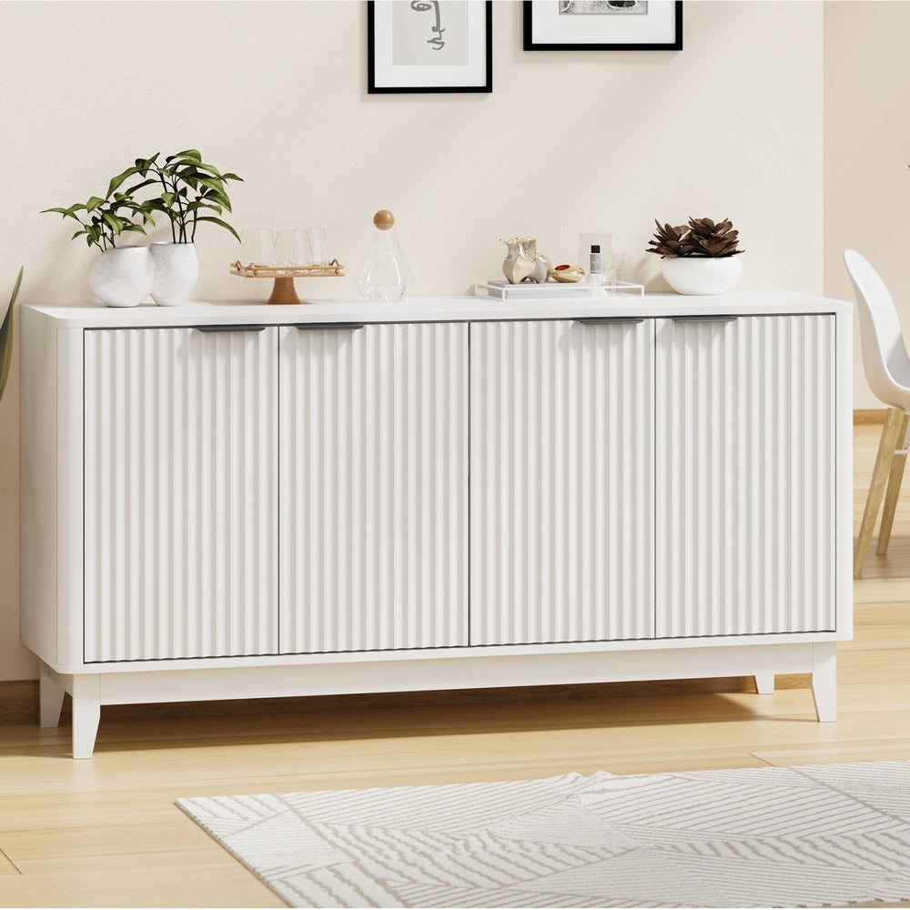 Alina Ripple Effect Modern 4 Drawer Buffet | Scandi Sideboard Storage Unit