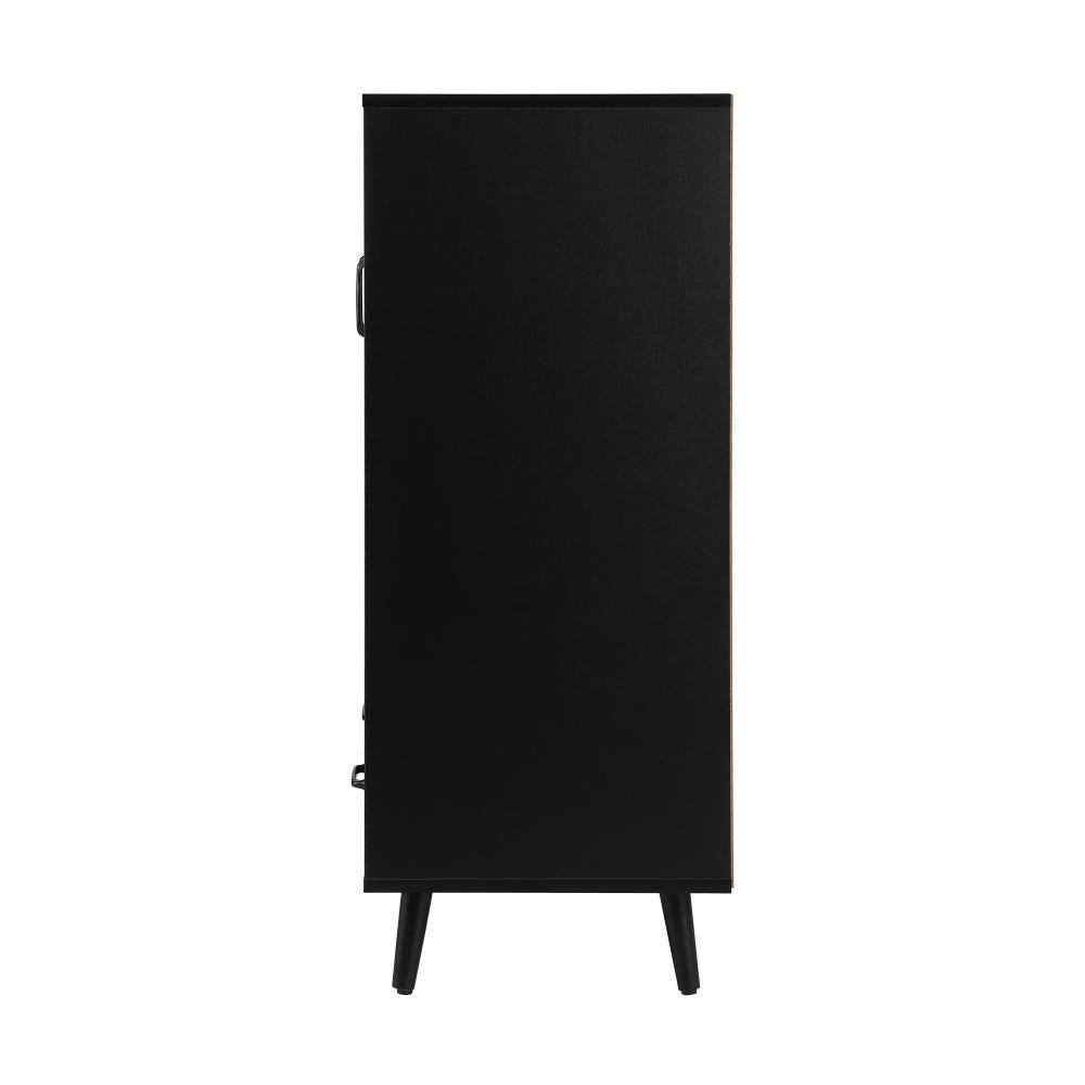 Noire Premio Black Sideboard Cabinet with Glass Doors and And Storage Shelves