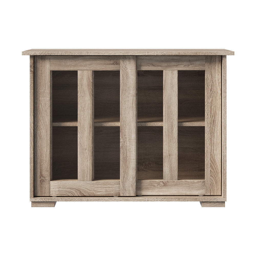 Belgrado Modern 2 Drawer Sideboard Glass Door Buffet | Contemporary Display Storage Cabinet