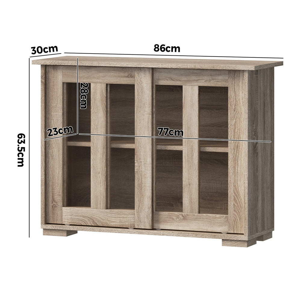 Belgrado Modern 2 Drawer Sideboard Glass Door Buffet | Contemporary Display Storage Cabinet