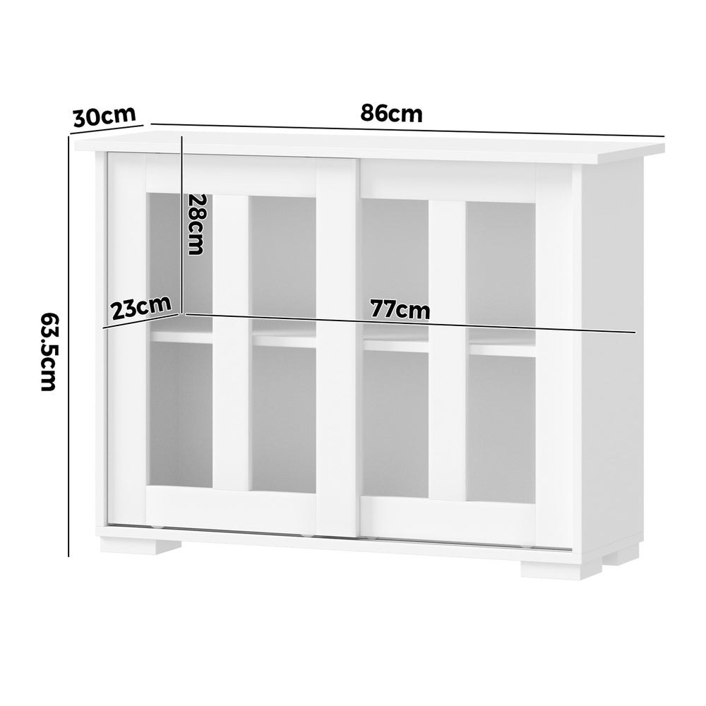 Belgrado Modern 2 Drawer Sideboard Glass Door Buffet | Contemporary Display Storage Cabinet