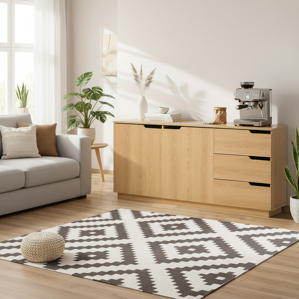 Urbino Modern 3 Draw 2 Door Storage Dresser Unit | Modern Sideboard Storage Cupboard