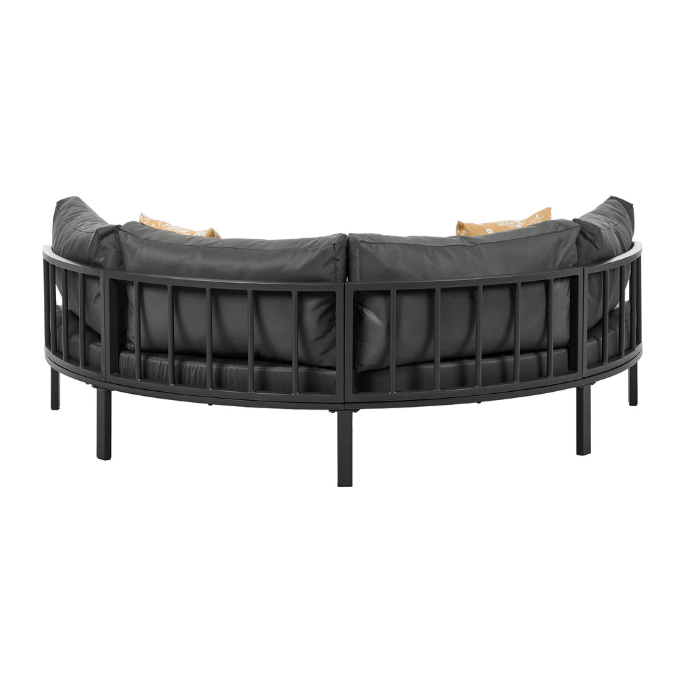 Aquino Sol Outdoor Cushioned Round Pool Daybed| Modern Extra Large 4 People Sun Lounger Bed