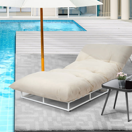 Azzuro Plush Cushioned Weatherproof Outdoor Lounger | Adjustable Outdoor Pool Day Bed Lounger