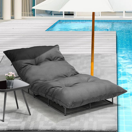 Azzuro Plush Cushioned Weatherproof Outdoor Lounger | Adjustable Outdoor Pool Day Bed Lounger