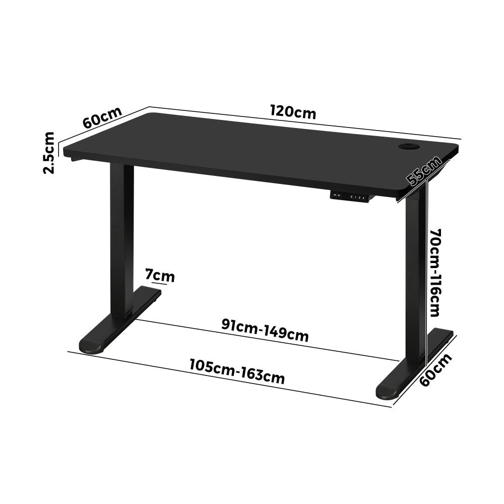 Leno Premium 71-116cm Electric Adjustable Standing Desk | Motorised Office Desk with USB & Type C Ports