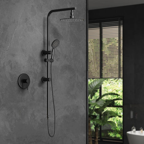 Super High Quality Shower Rail Mixer System In Black or Chrome | Round 3 Mode 10" Rain Shower Head & Handheld Shower Rail