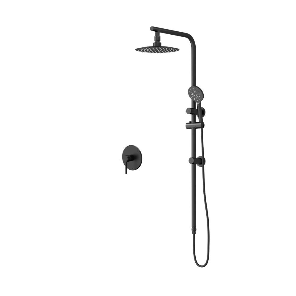 Super High Quality Shower Rail Mixer System In Black or Chrome | Round 3 Mode 10" Rain Shower Head & Handheld Shower Rail