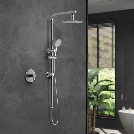 Super High Quality Shower Rail Mixer System In Black or Chrome | Round 3 Mode 10" Rain Shower Head & Handheld Shower Rail