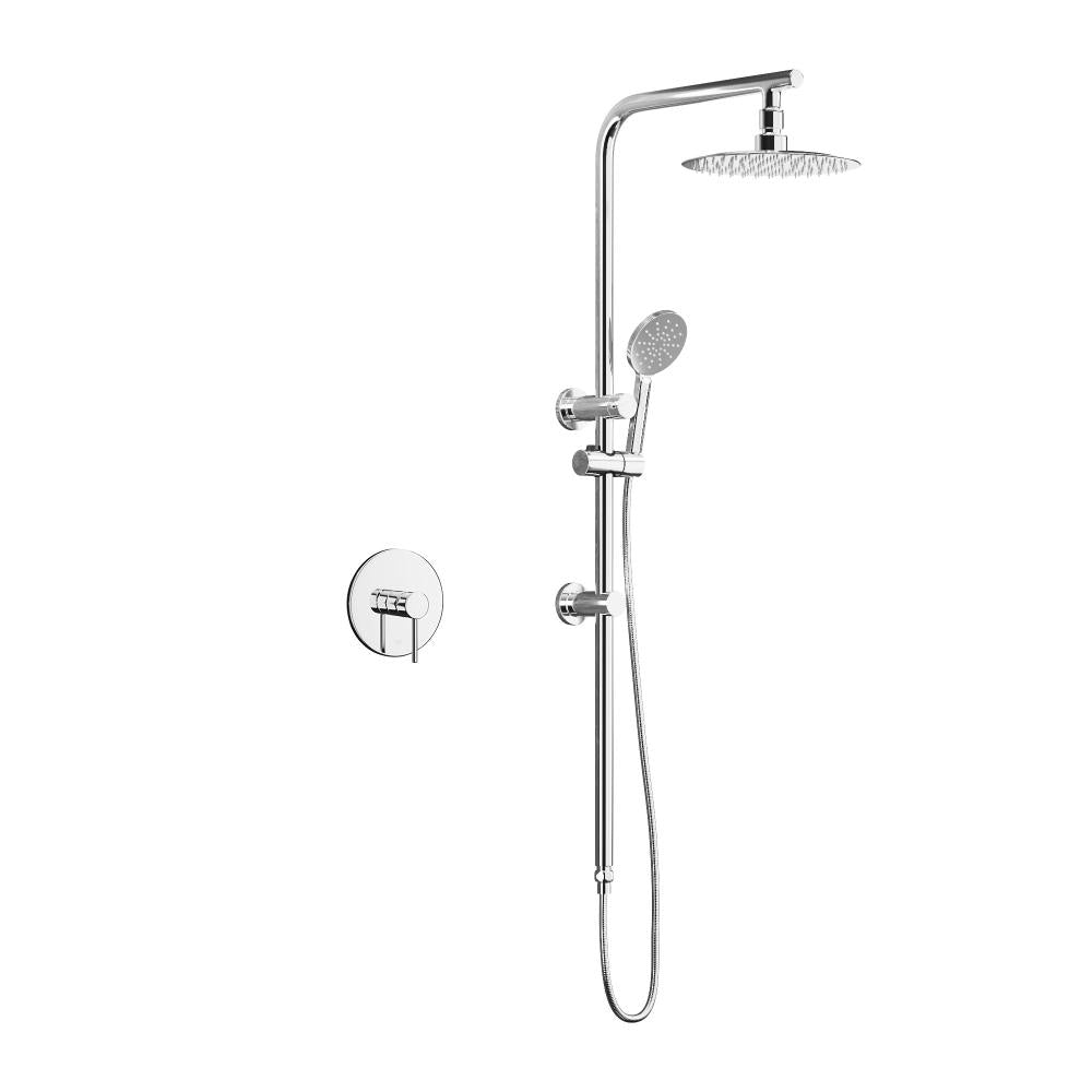 Super High Quality Shower Rail Mixer System In Black or Chrome | Round 3 Mode 10" Rain Shower Head & Handheld Shower Rail