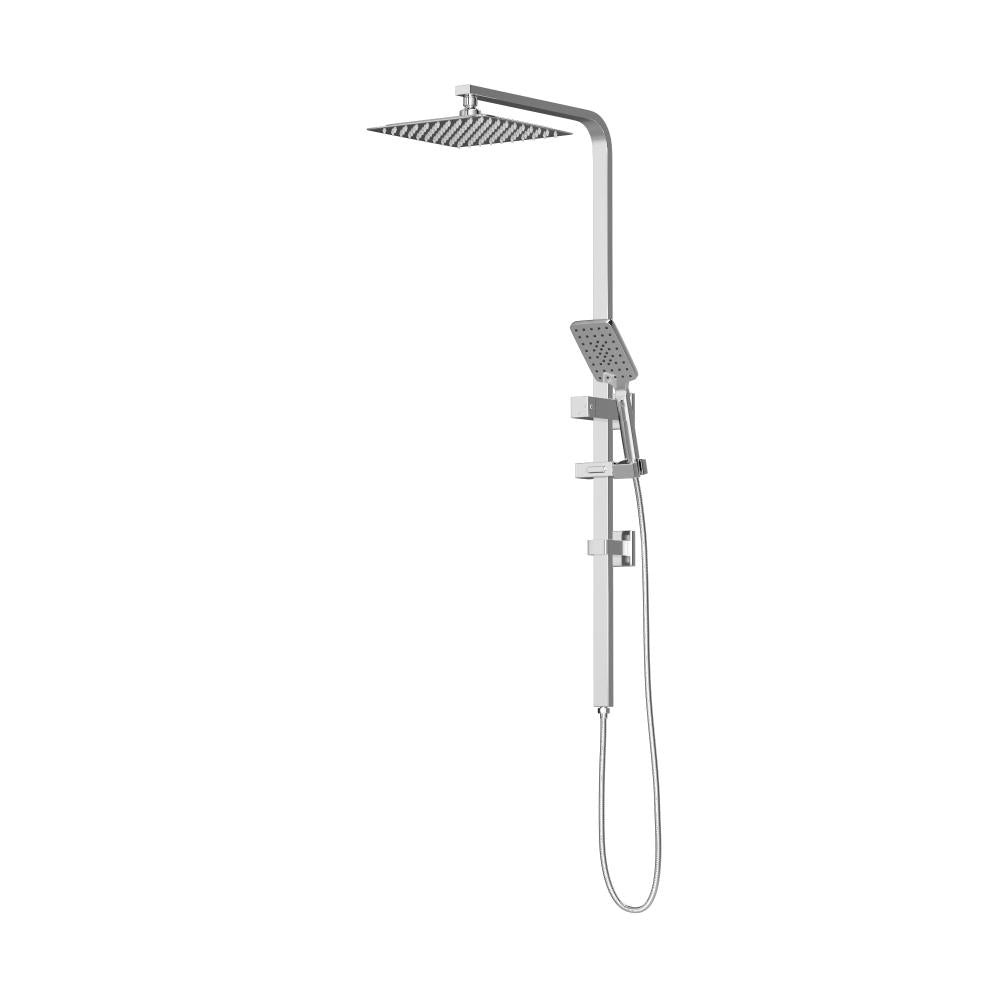 Super High Quality Shower Rail Mixer System In Black or Chrome | Square 3 Mode 10" Rain Shower Head & Handheld Shower Rail