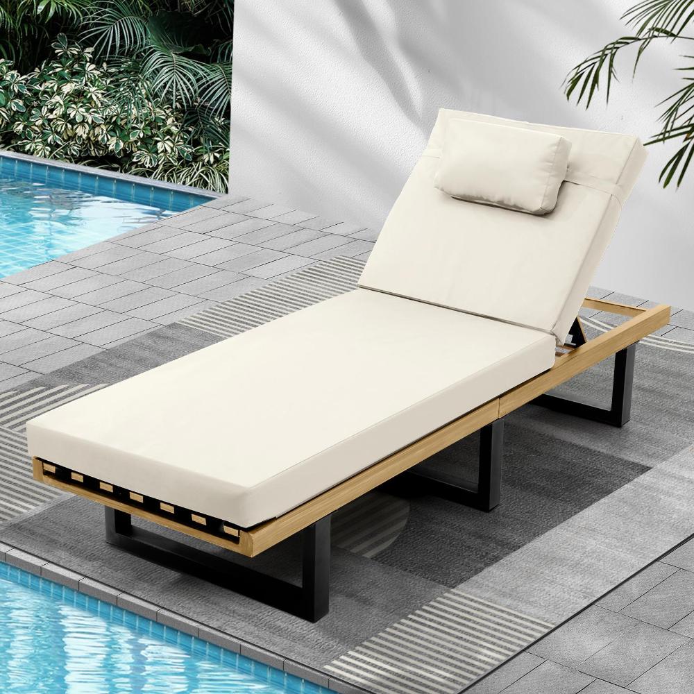 Aquino Sol Outdoor Cushioned Pool Loungers | Modern Adjustable Quality Day Bed Sun Loungers