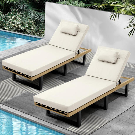 Aquino Sol Outdoor Cushioned Pool Loungers | Modern Adjustable Quality Day Bed Sun Loungers