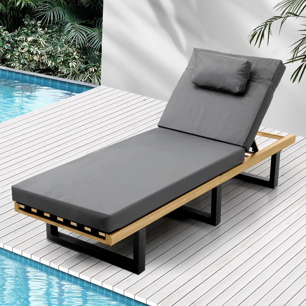 Aquino Sol Outdoor Cushioned Pool Loungers | Modern Adjustable Quality Day Bed Sun Loungers