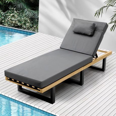 Aquino Sol Outdoor Cushioned Pool Loungers | Modern Adjustable Quality Day Bed Sun Loungers