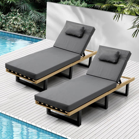 Aquino Sol Outdoor Cushioned Pool Loungers | Modern Adjustable Quality Day Bed Sun Loungers