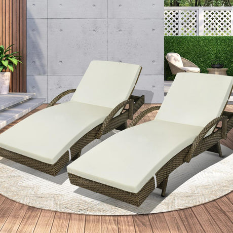 Amore Aquos Outdoor Cushioned Wicker Pool Loungers | Modern Adjustable Rattan Quality Day Bed Sun Loungers